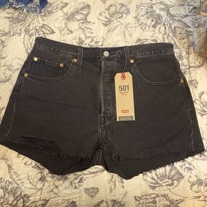 NEW Levi’s 501 hi-rise black jean shorts.